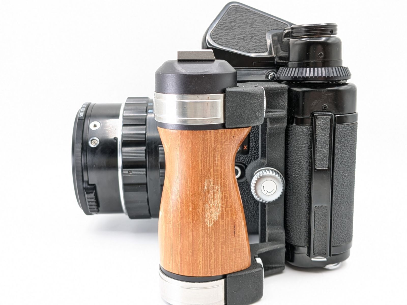  動作〇 Pentax 6 x 7 前期型 バケペン TAKUMAR 90 mm F 2 8 ウッドグリップ付 大判 中判カメラ(フィルム) フィルムカメラ