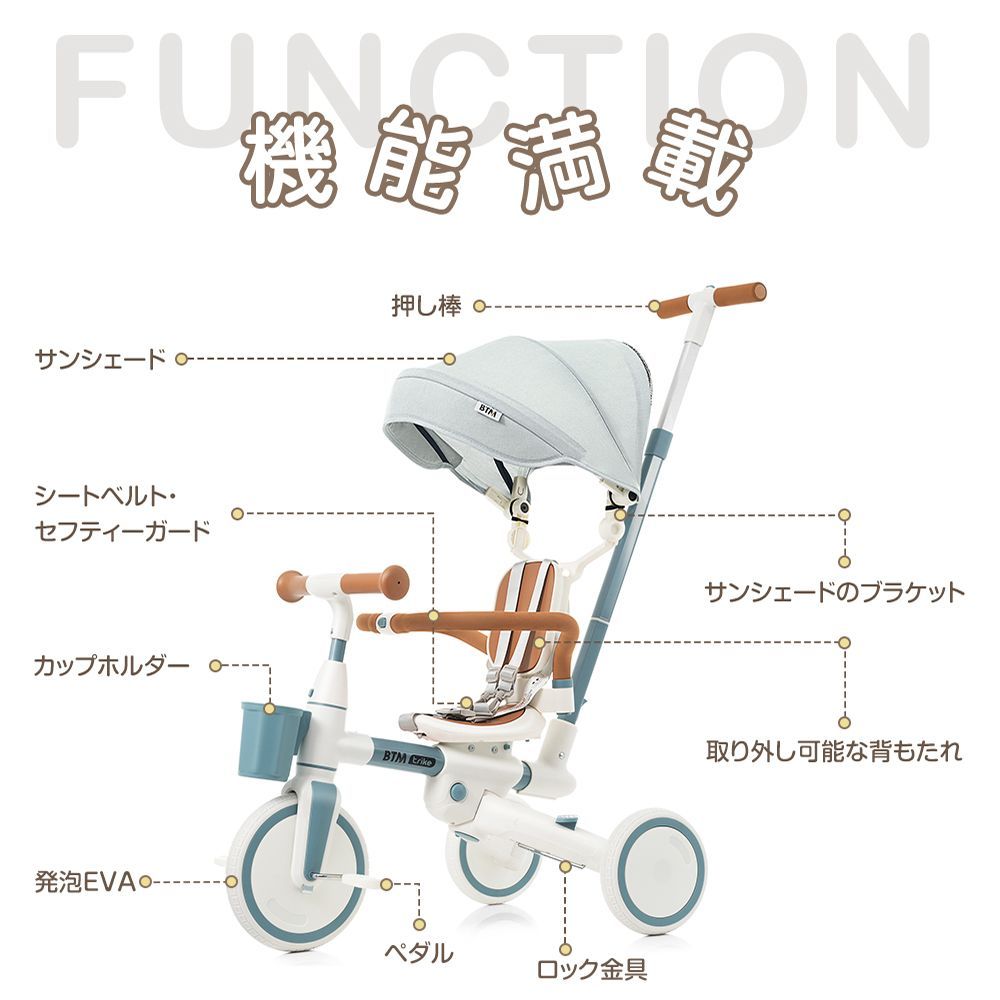 本日限定全品送料無料！ 子供用三輪車 舵取り 手押し棒 カバー おしゃれ 7in1 BTM 1歳 2歳 3歳 ランニングバイク 座面回転 自転車 手押し キックバイク おもちゃ 幼児用 キッズバイク 誕生日 プレゼント一年間安心保証