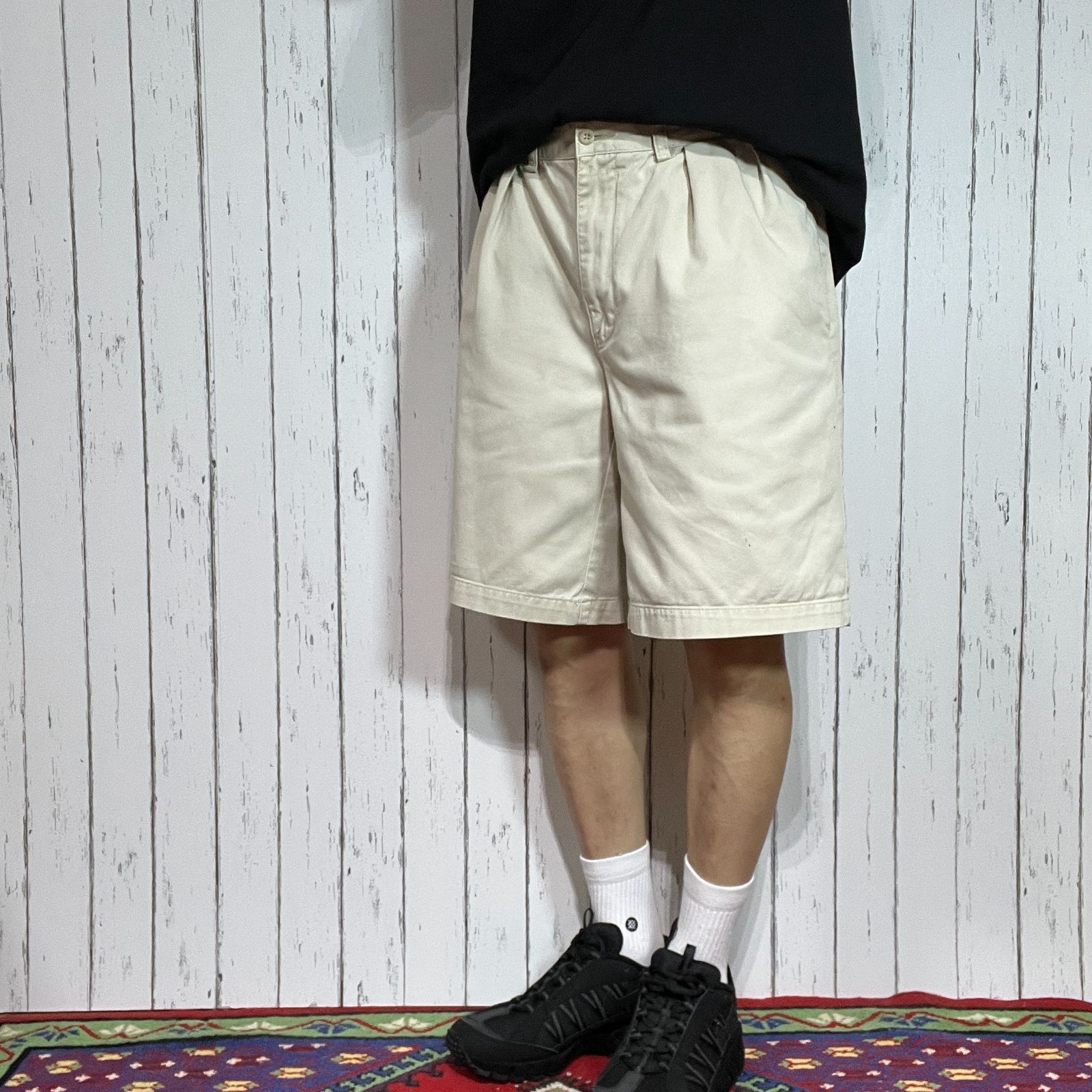 【未使用】RHC ロンハーマン メンズ ショートパンツ L ベージュ レア 90s Polo Ralph Lauren ポロラルフローレン ツータック チノ