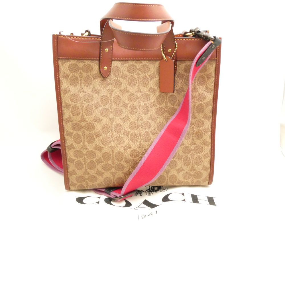 美品 COACH コーチ C0776 フィールドトートシグネチャーキャンバス 