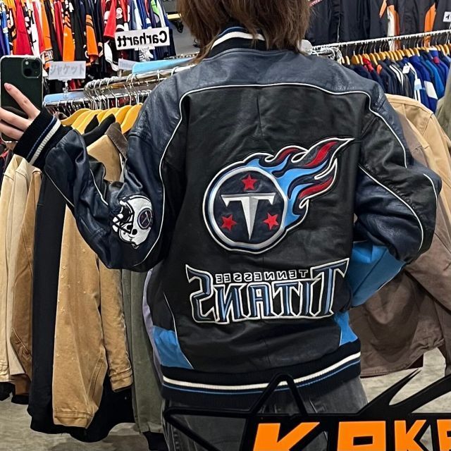 Tennessee Titans レザー ジャケット Men's JH Design Black Tennessee Titans Tonal All Leather Jacket