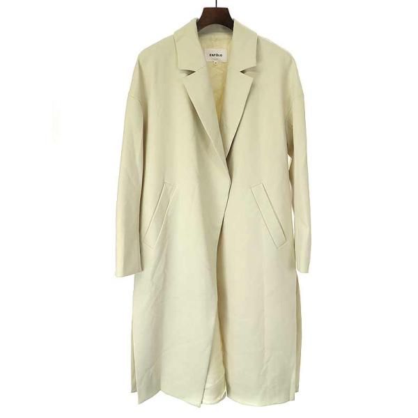 エンフォルド ダブルクロススリットオーバーコート ENFOLDエンフォルド19SSダブルクロススリットオーバーコートアイボリー