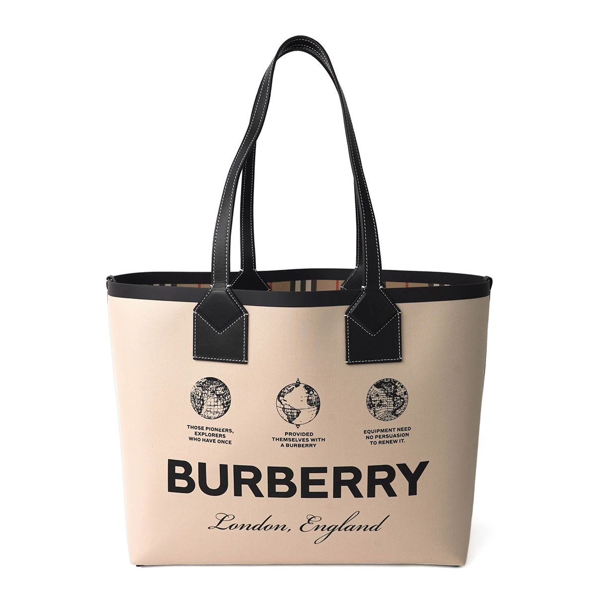 新品 バーバリー BURBERRY トートバッグ コットン&レザー ラージ 