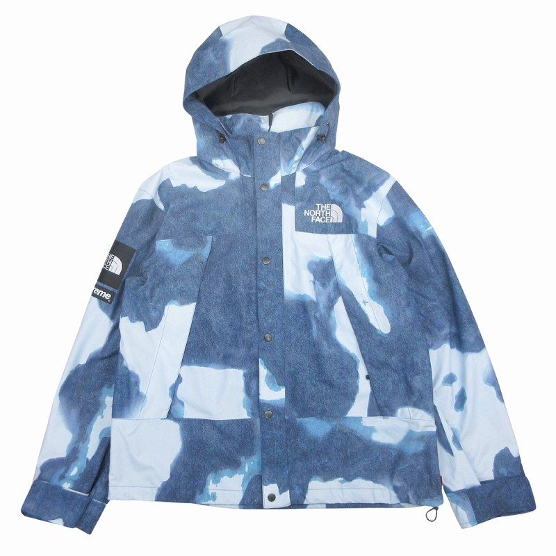 21AW シュプリーム × ザノースフェイス SUPREME × THE NORTH FACE Bleached Denim Print Mountain Jacket ブリーチド デニム プリント マウンテン ジャケット NP521001 L