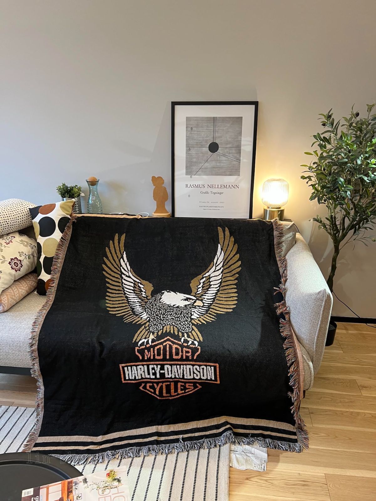 ハーレー　チョッパー　ブランケット　マルチカバー　ラグ　140x115 ハーレー チョッパー ブランケット マルチカバー ラグ 140x115