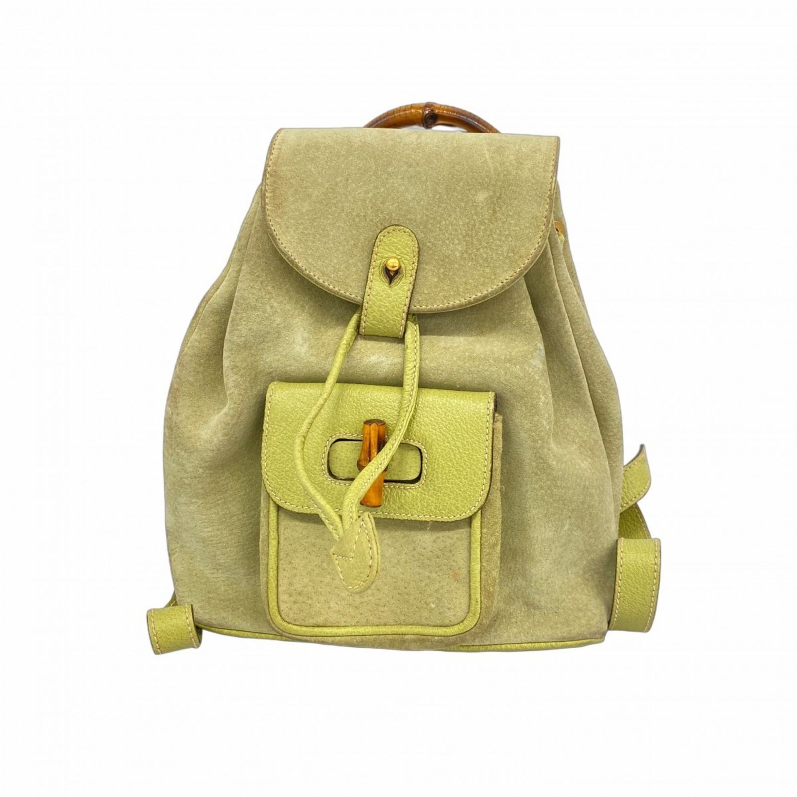 グッチ Gucci グッチ リュック デイパック バンブー 03 2265 0030 スウェード グリーン レディース