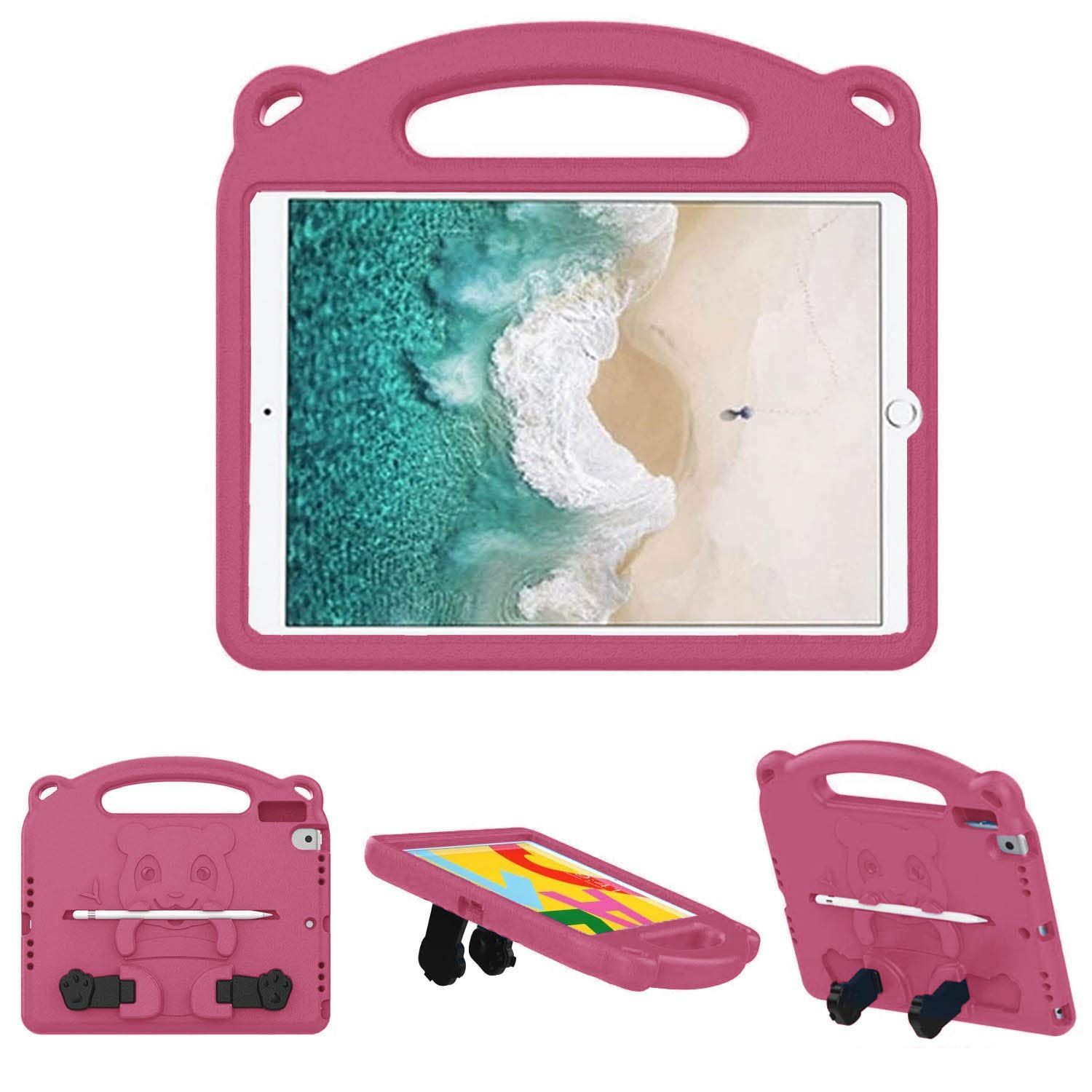 10.2 iPad iPad iPad 第7世代 iPad iPad 10.5 10.5 2017 2017 Pro Pro 子ども用 共通対応カバー キッズ EVA スタンド機能 耐衝撃 超軽量 ハンドル付き ケース ケース 2019 (ピンク) 第3世代