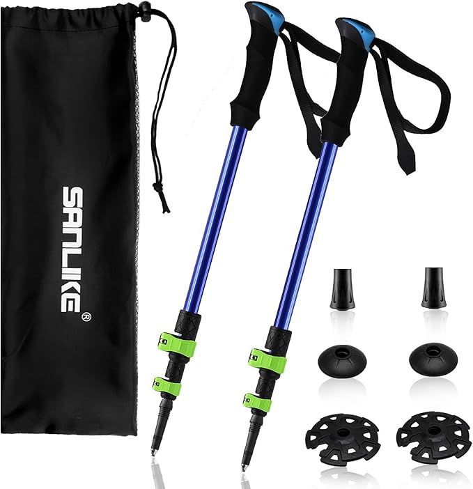 【在庫処分】サンライク（SANLIKE） トレッキングポール カーボン トレッキングステッキ 折りたたみ 登山 ストック 登山杖 三段式伸縮 超軽量 EVAグリップ コンパクト トレッキング ハイキン