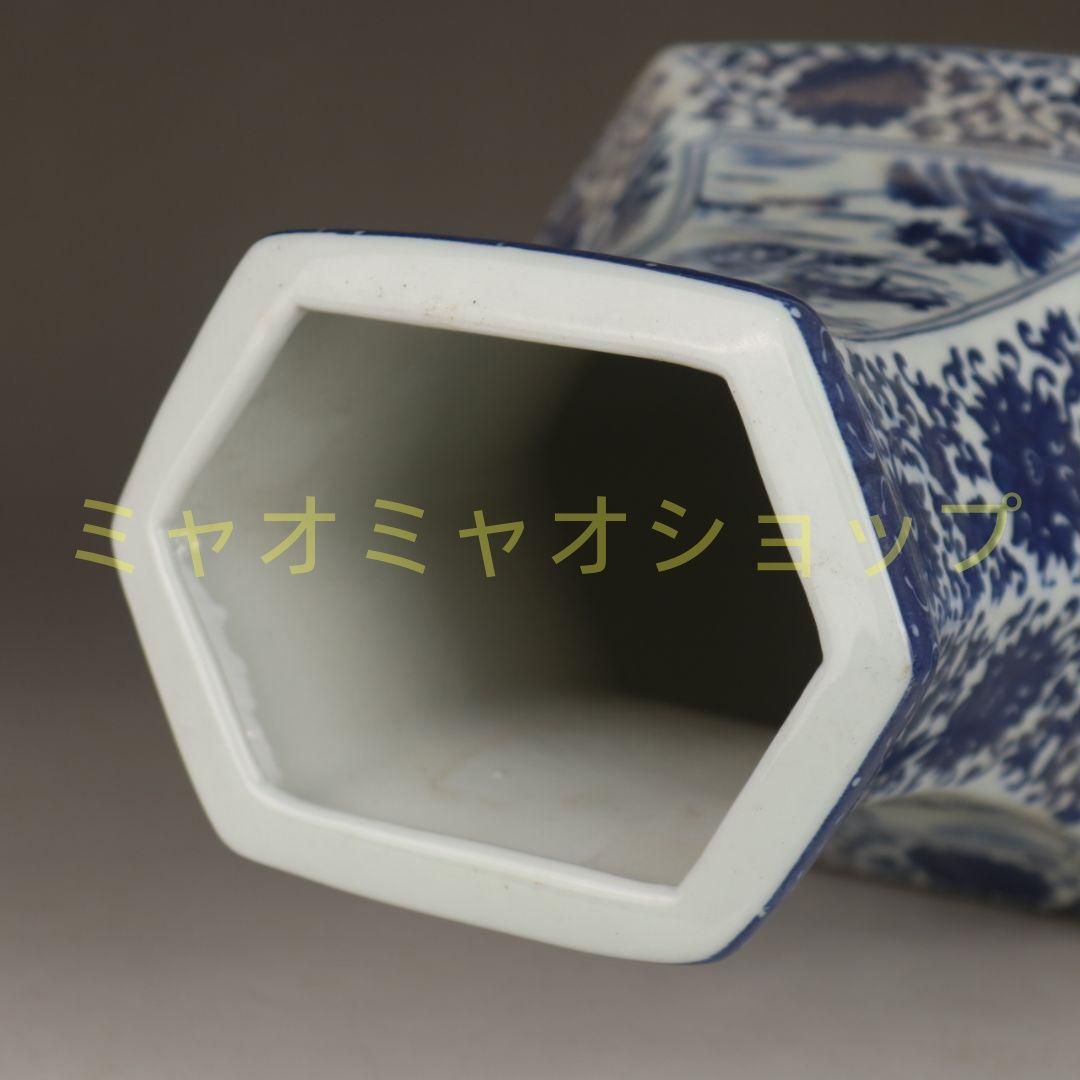 清乾隆青花人物花鳥六方賞瓶 景徳鎮 陶磁器 装飾品 現代工芸品 美術品 置物 清乾隆青花人物花鳥六方賞瓶 景徳鎮 陶磁器 装飾品 現代工芸品