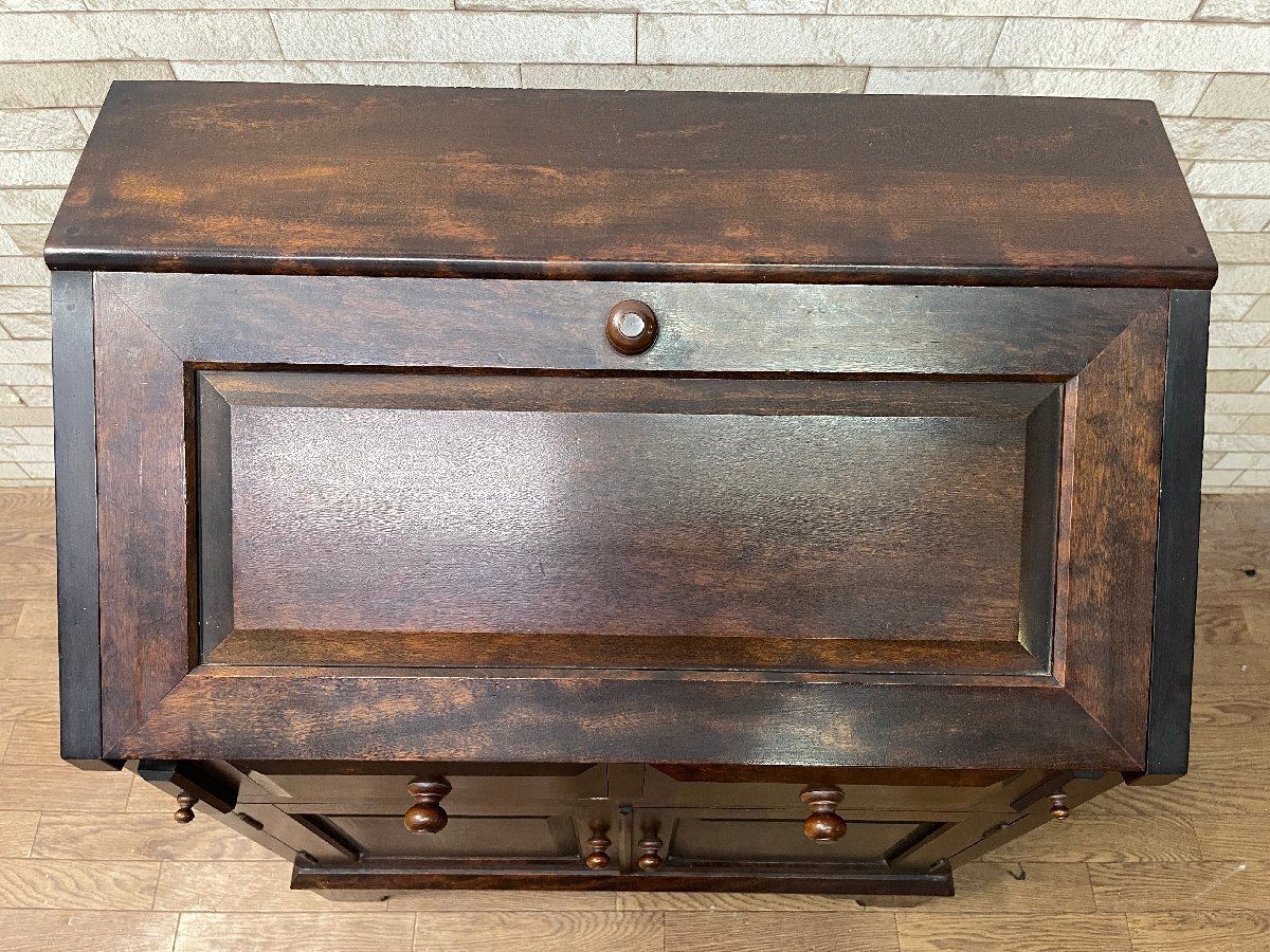 ○松本民芸家具 ライティングビューローデスク 書斎机 チェスト 収納