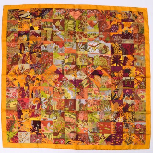 エルメス HERMES スカーフ カレ90 シルク Tout en Quilt すべては