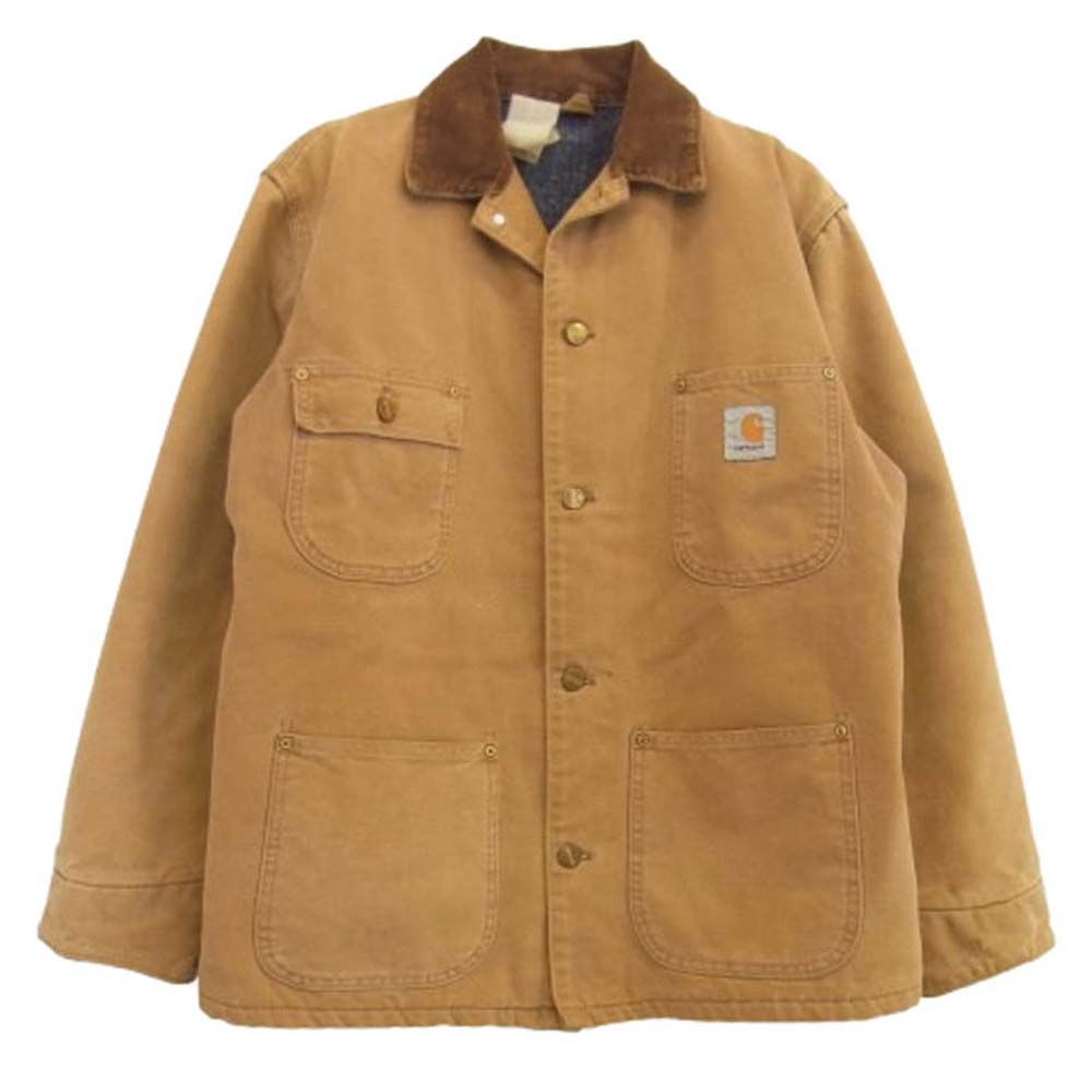 【希少M】Carhartt ダックジャケット カバーオールUSA製90s 古着 90s USA製 Carhartt 裏地 ストライプ ブランケット レッド