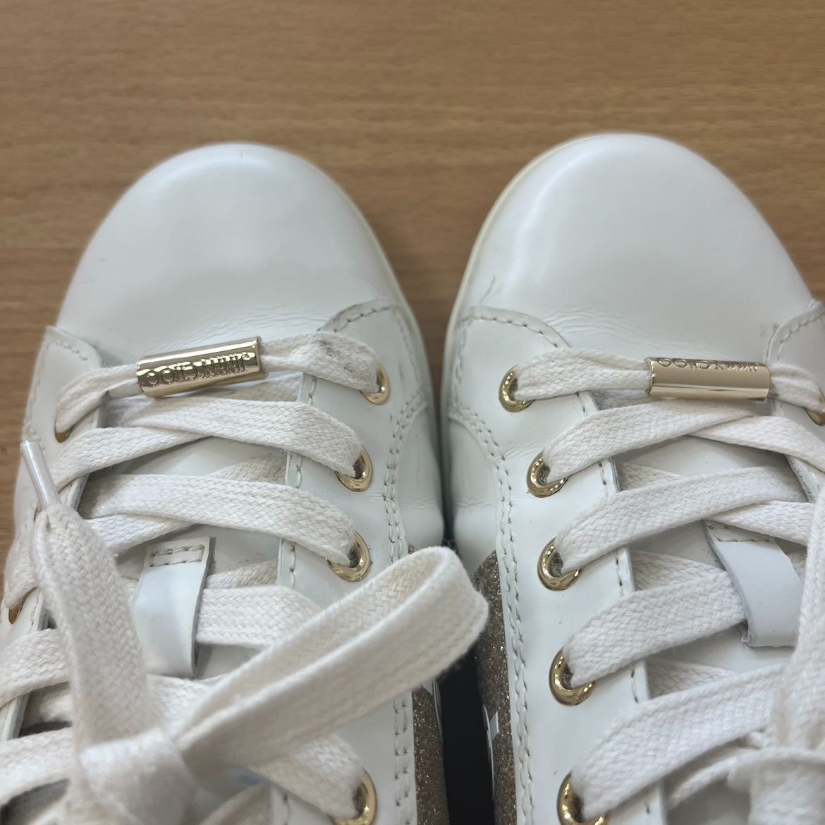 JIMMY CHOO CASH ホワイトレザースニーカー 36 JIMMY CHOO CASH ホワイトレザースニーカー 36