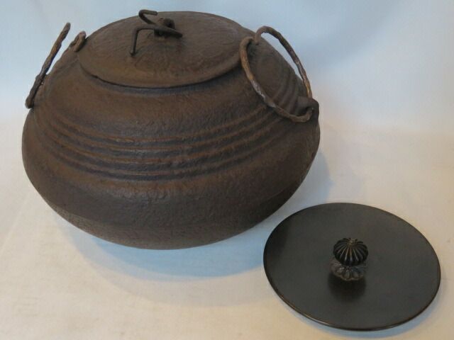 未使用 美品】「母」 古天明筋釜 畠春斎 模東京国立博物館蔵 替蓋 共箱