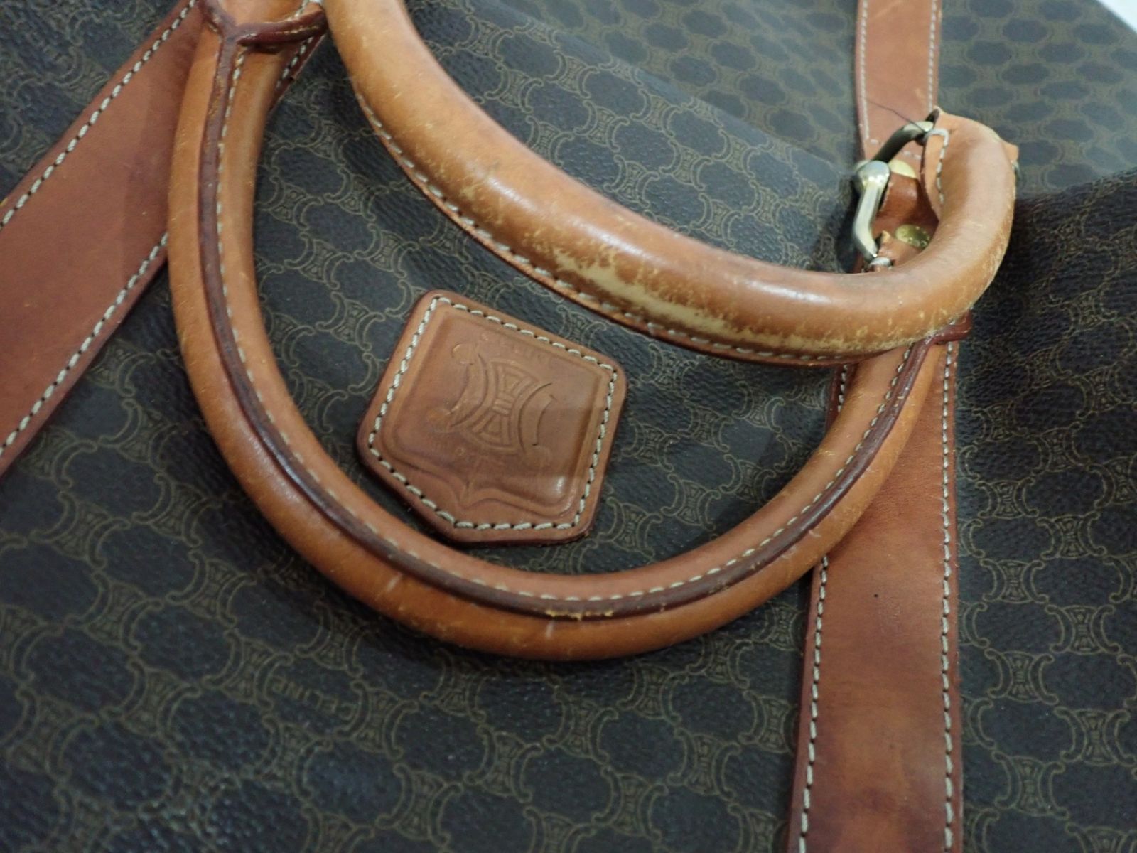 【やぁー】オールド　セリーヌ　ボストンバッグ　マカダム柄　トリオンフ CELINE セリーヌ マカダム柄 オールドセリーヌ マカダム ボストン