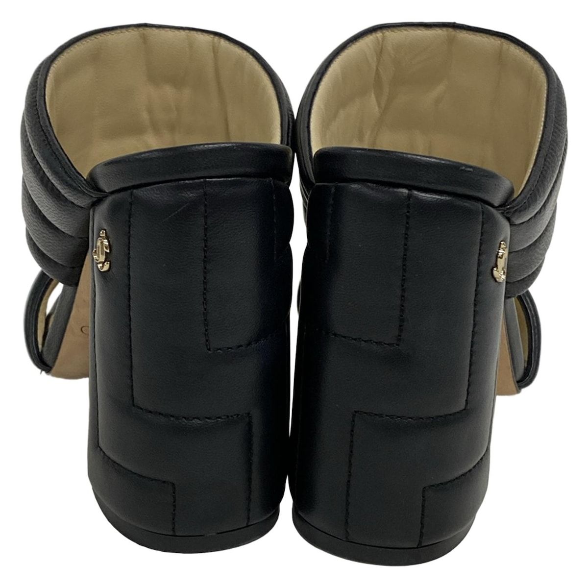 JIMMY CHOO ジミーチュウ ミュール 38 レディース - 黒 キルティング レザー KIN-KAAI_COM