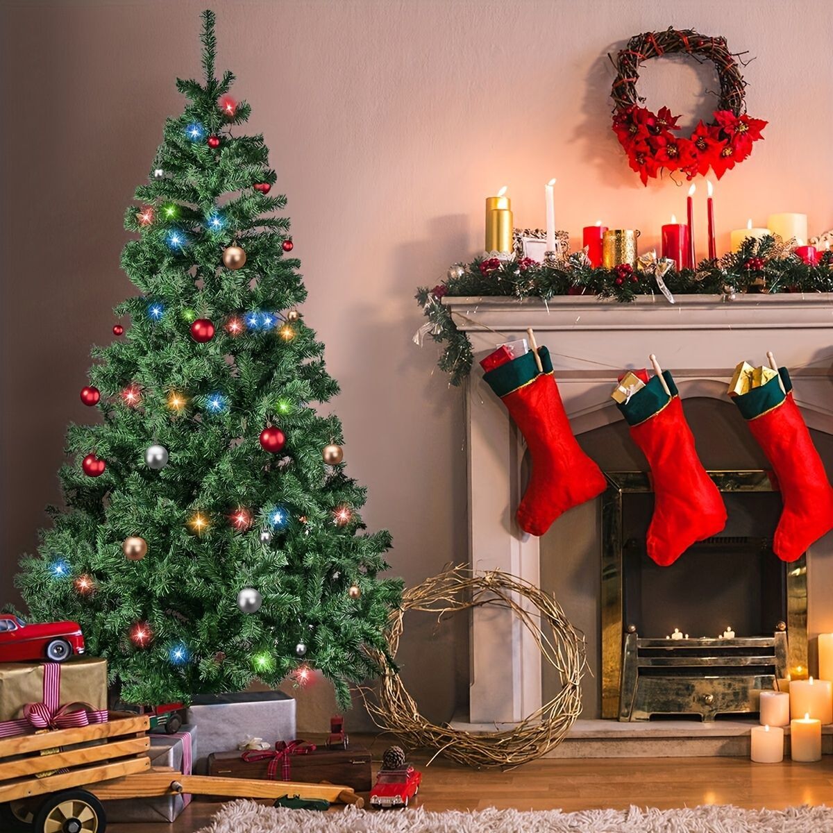 210cm人工 クリスマスツリー  オーナメント盛りだくさん‼️ 210cm人工 クリスマスツリー オーナメント盛りだくさん‼️