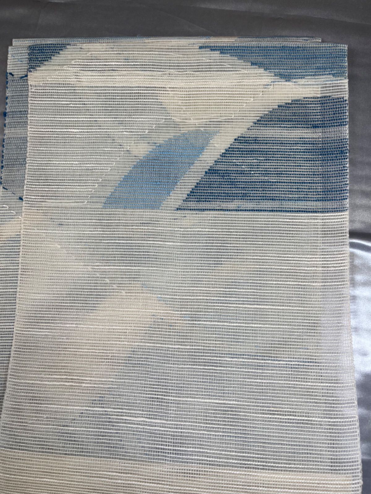 夏帯豪華絢爛綺麗美品長さ364cm紗白地西海波名古屋帯正絹（新品 