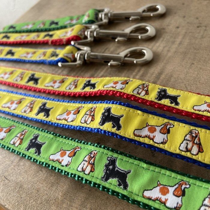 アメリカンコッカースパニエル 首輪＆リードのセット アメリカ製 首輪サイズ25-40cm リード120cm テープ幅18mm