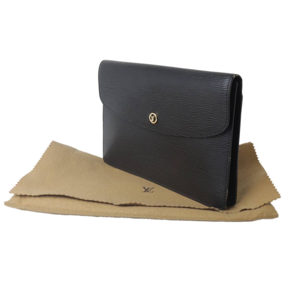 訳アリ ポケット内ベタあり LOUIS VUITTON ルイヴィトン モンテーニュ27 セカンドバッグ クラッチバッグ エピ ノワール M52652 NT