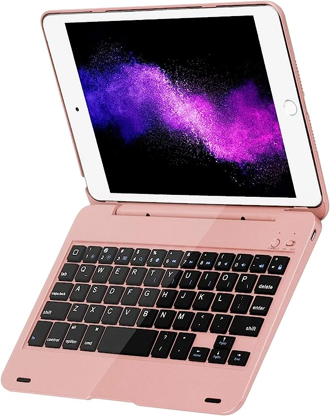 ローズゴルード iPad mini5キーボードケース iPad mini4キーボードカバー 一体型 スタンドタイプ iPad mini4/iPad  mini5 兼用Bluetoothキーボードケース 軽量 ローズゴルード ::37452