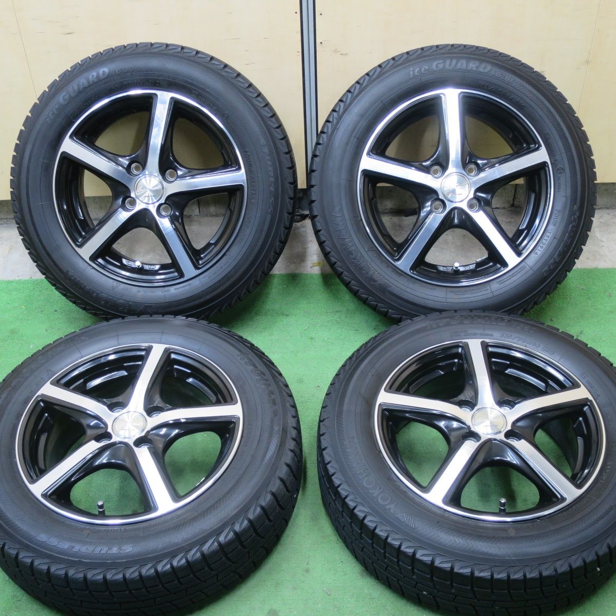 バリ溝 キレイ 9.5分 スタッドレス 165|70R14 ヨコハマ アイスガード iG30 EuroSpeed MANARAY SPORT 14インチ マナレイ PCD100|4H 5051702TTス