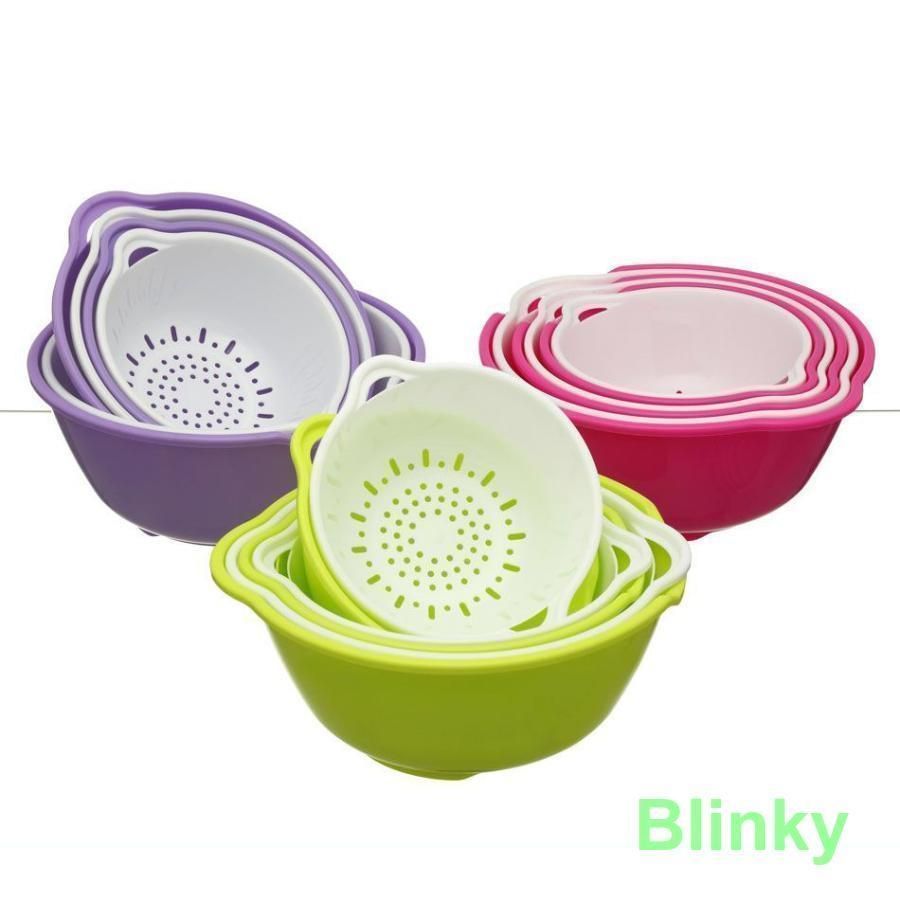 ザル ボウル セット 6点セット キッチン用品 カラフル 水切りざる フラット ザル.ボール