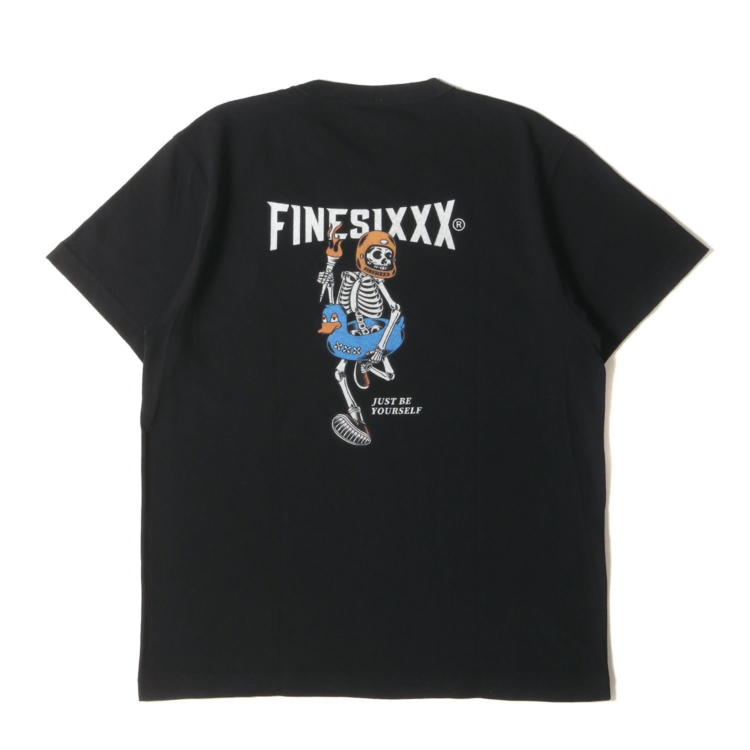 美品 FINESIXXX ファインシックス Tシャツ サイズ:M スカル グラフィック クルーネック 半袖Tシャツ ブラック 黒 トップス カットソー 【メンズ】