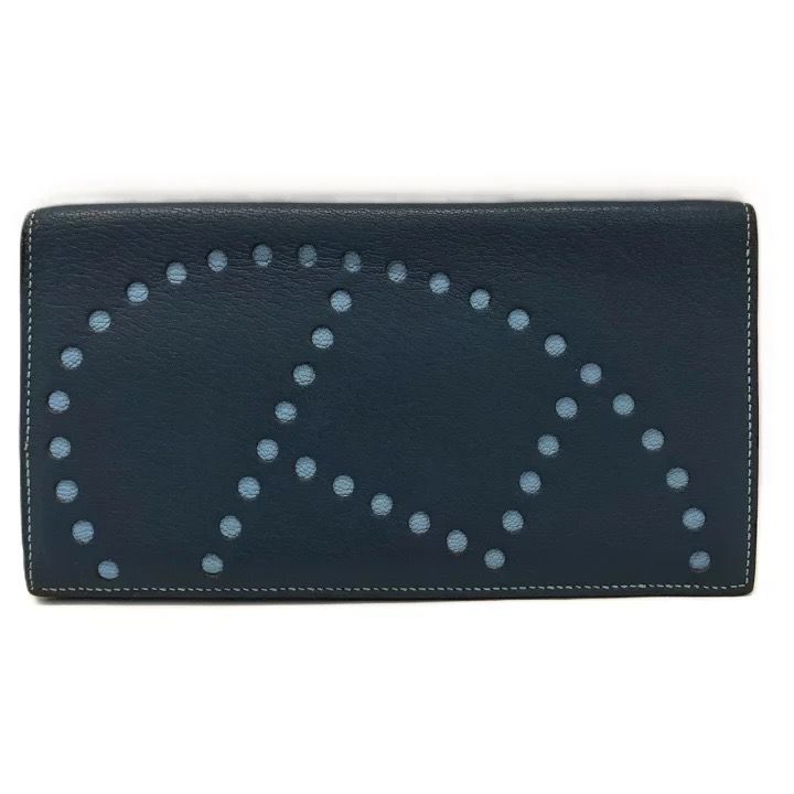 エルメス エヴリン 札入れ 長財布 シェーブル レザー パンチング  