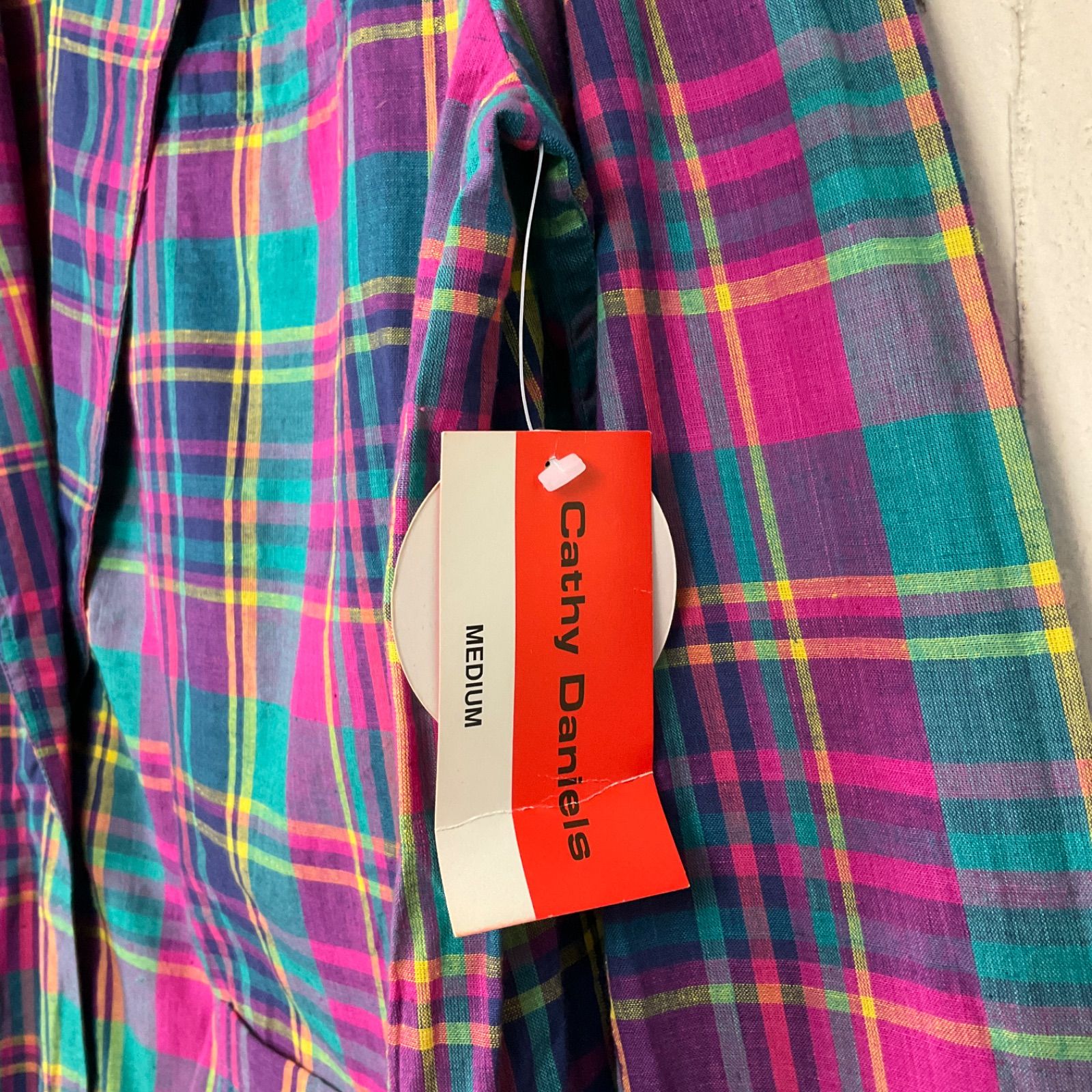 デッドストック チェック柄 コットン テーラードジャケット 古着