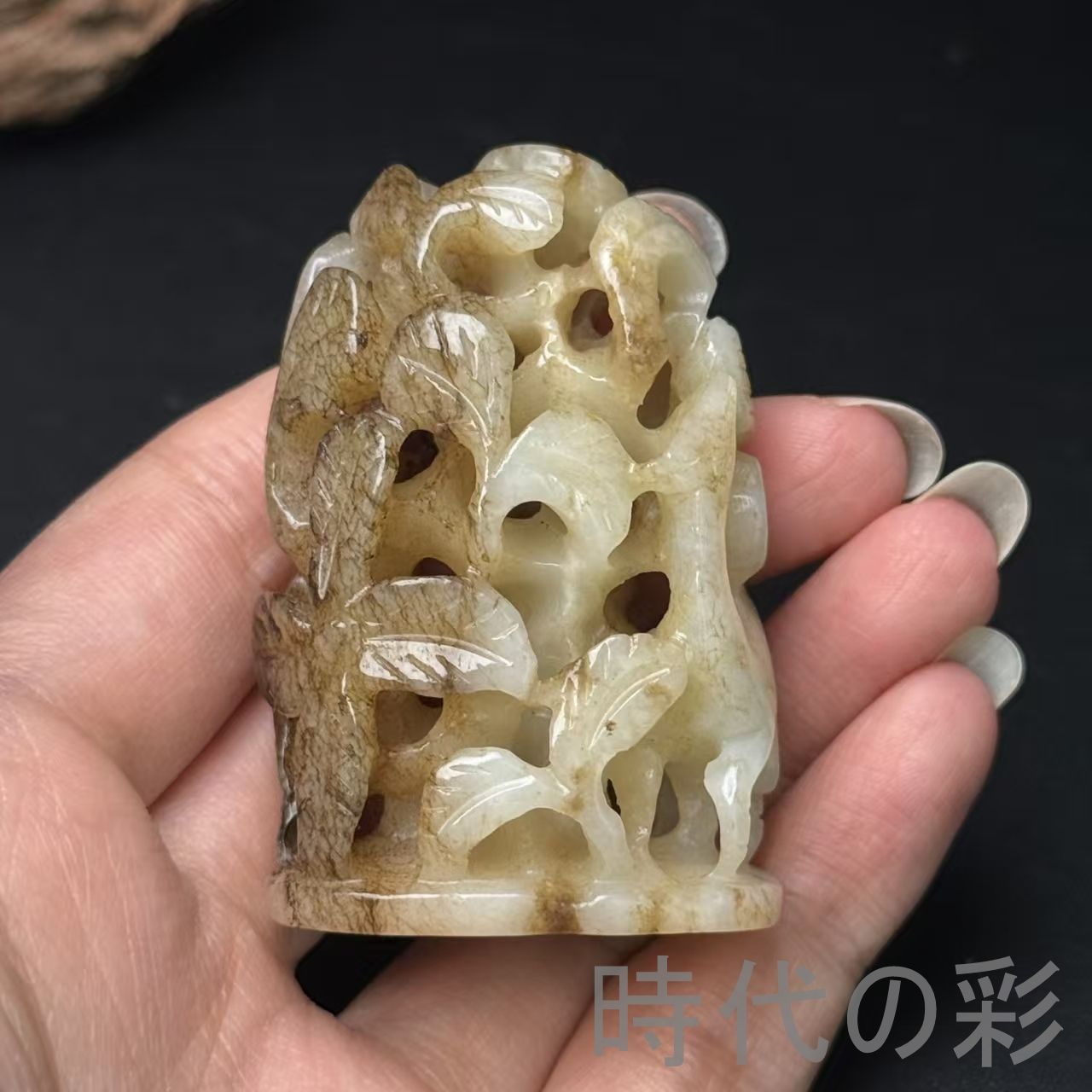 中国古美術　和田古玉 中国古美術 和田古玉 遼金時代 炉鼎 彫刻 鹿鶴同春 細密彫刻 時代物 古