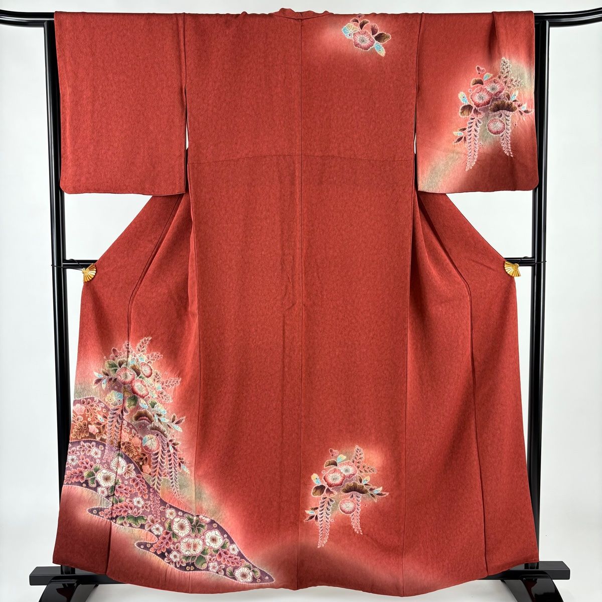 みゆ◯◯様　⭐️深ボルドー　辻ヶ花　裄70cm 訪問着　美品 ¥ 付下げ 身丈161cm 裄丈66cm M 袷 辻が花 ぼかし 濃ピンク 正絹
