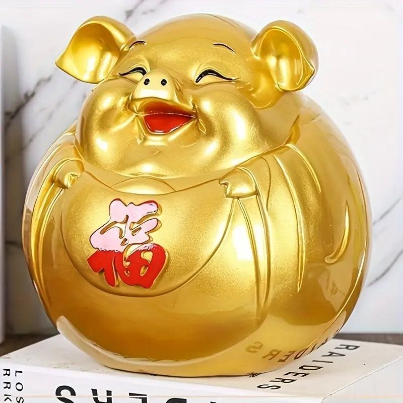 昭和レトロ 真鍮製 ブタ型 貯金箱 オブジェ アンティーク インテリア　豚 豚 ブタ 置物 オブジェ 貯金箱 バンク 金 ゴールド 風水グッズ 開運