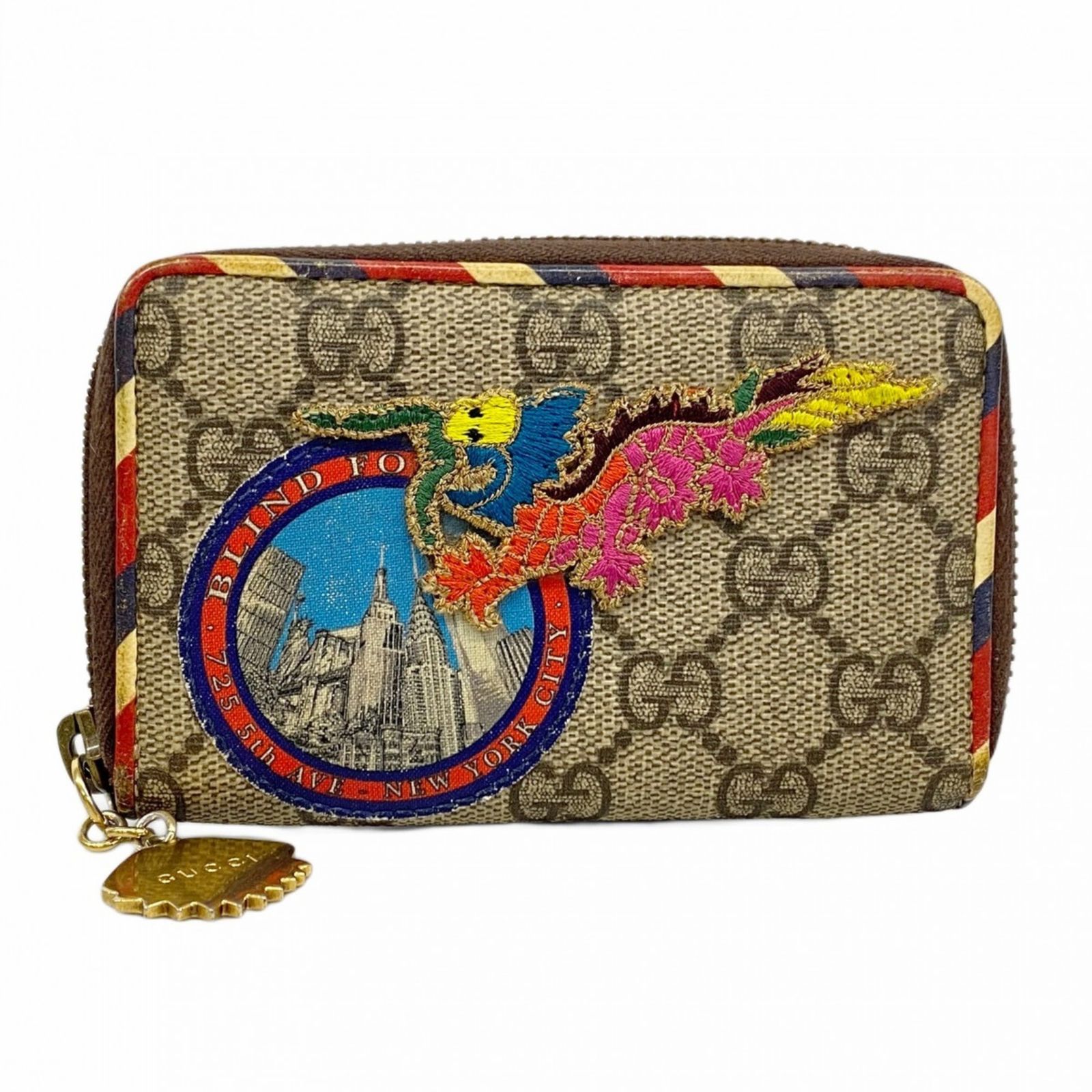 グッチGGスプリーム チェーンウォレット ベージュ ゴールド金具