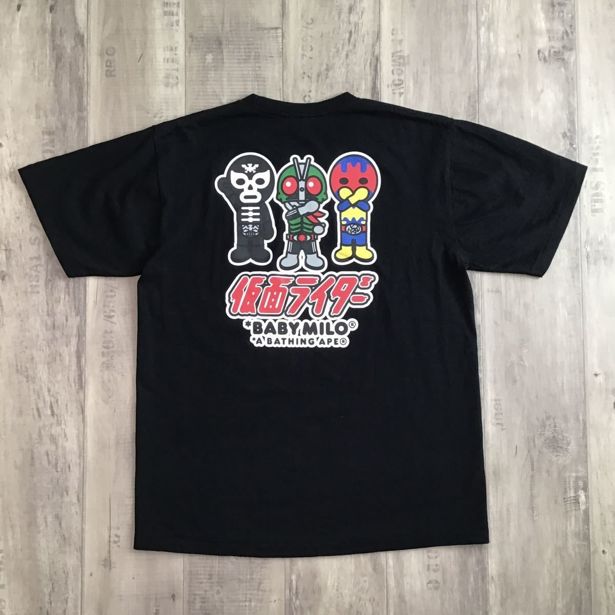 ☆蓄光☆ 仮面ライダー × マイロ Tシャツ Lサイズ a bathing ape BAPE