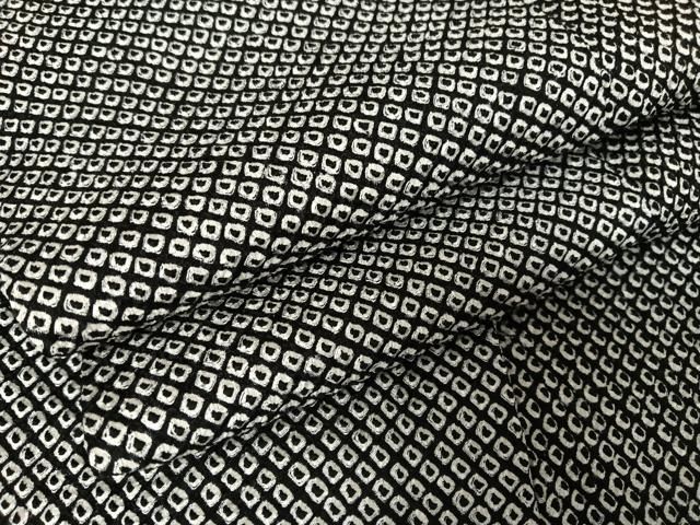 平和屋着物○大変加工の良い小紋 総絞り 黒地 正絹 逸品 AABA4520np