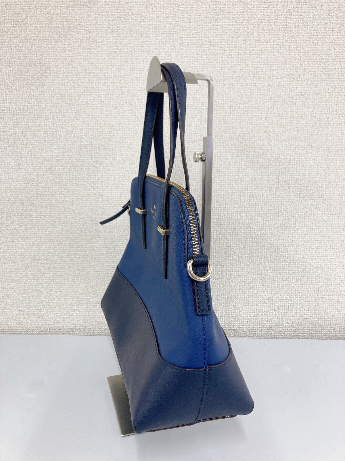 良品 ケイトスペード ハンドバッグ トートバッグ レザー バイカラー ネイビー kate spade NEW YORK - 良品 ケイトスペード ハンドバッグ