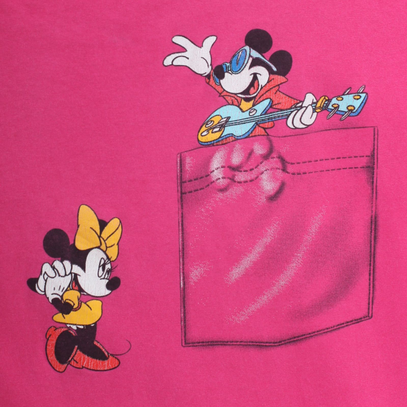 古着 90s ディズニー ミッキー ミニー Tシャツ ピンク XL 当時物 