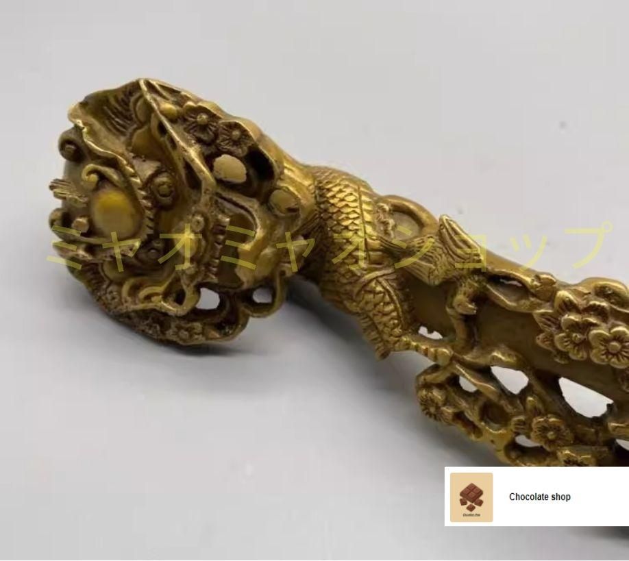 全品全国送料無料！ 銅 細工 龍如意 リビング 玄関 書架 装飾品 置物 2025品質保証新品!