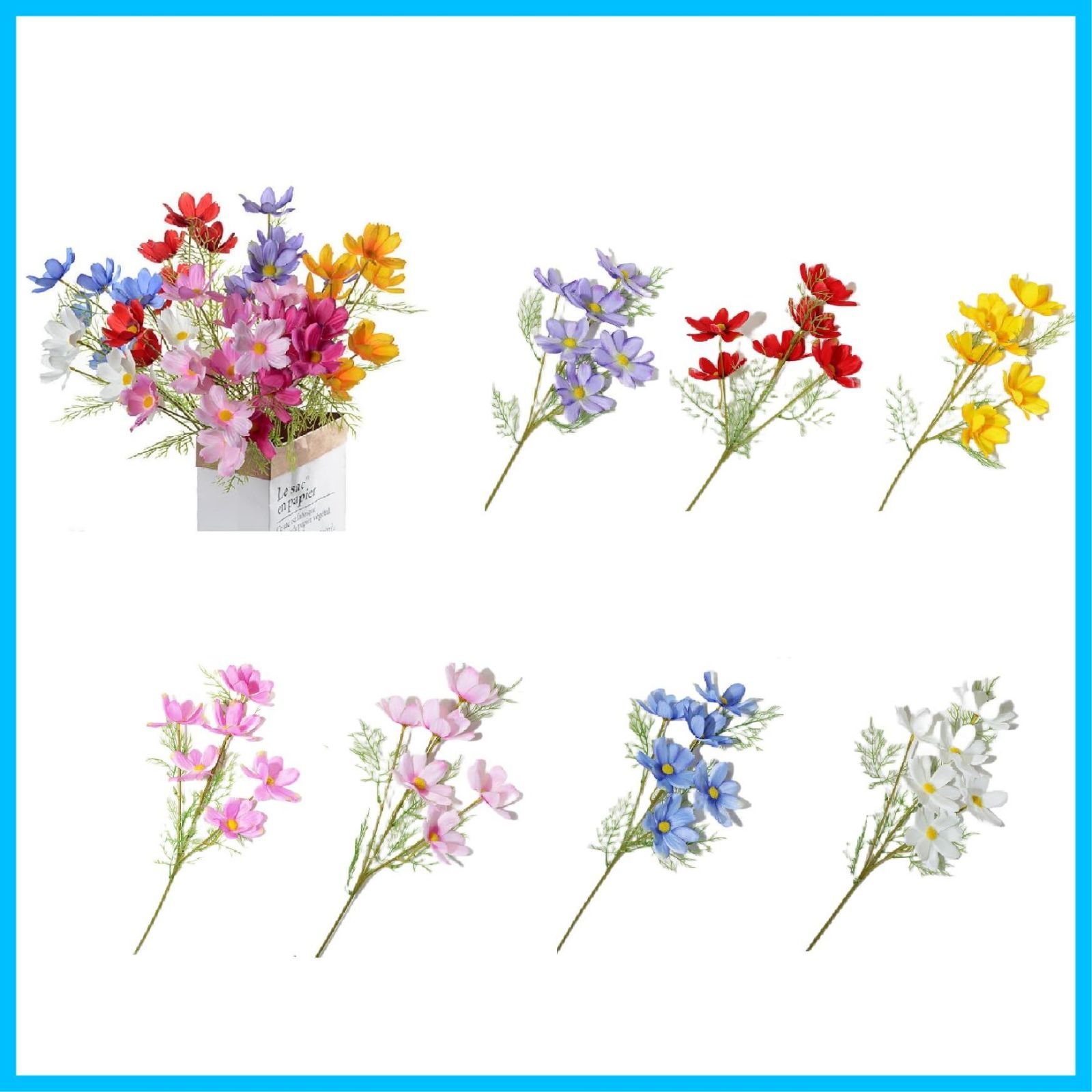 在庫 人工観葉植物 ガーベラ インテリア 絹花の花束 飾り花 フェイクフラワー シルク造花 写真道具 枯れない花 アートフラワー 結婚式 花束 おしゃれ 混色 人工花束 お見舞い 7本セット 造花 プレゼント コスモス siawade 置くだけ簡単 その他 