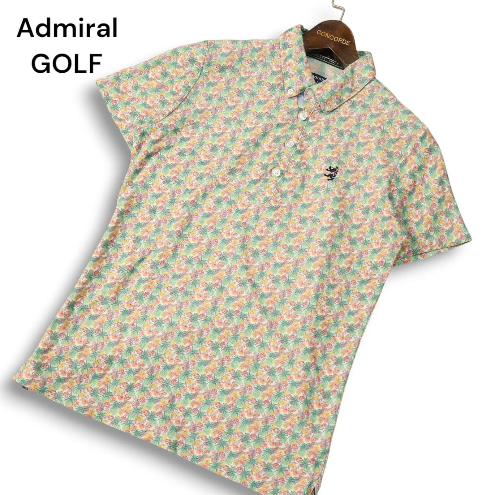 Admiral GOLF アドミラル ゴルフ 春夏 LIBERTY リバティ総柄 ロゴ刺繍 半袖 トロピカル ポロシャツ Sz.M メンズ