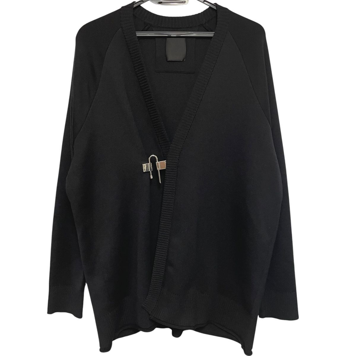 Givenchy ジバンシィ Uロック カーディガン BM90JU4YAL XSサイズ ブラック Vネック シルク混 24029042DS