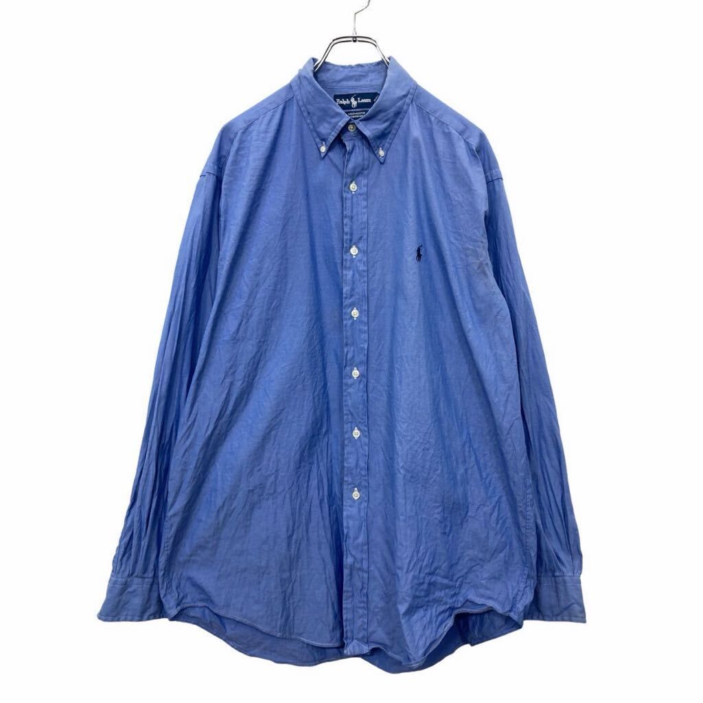 Ralph Lauren 長袖 シャツ Lサイズ ラルフローレン ダウンシャツ ライトブルー コットン 古着卸 アメリカ仕入 t2408-3235