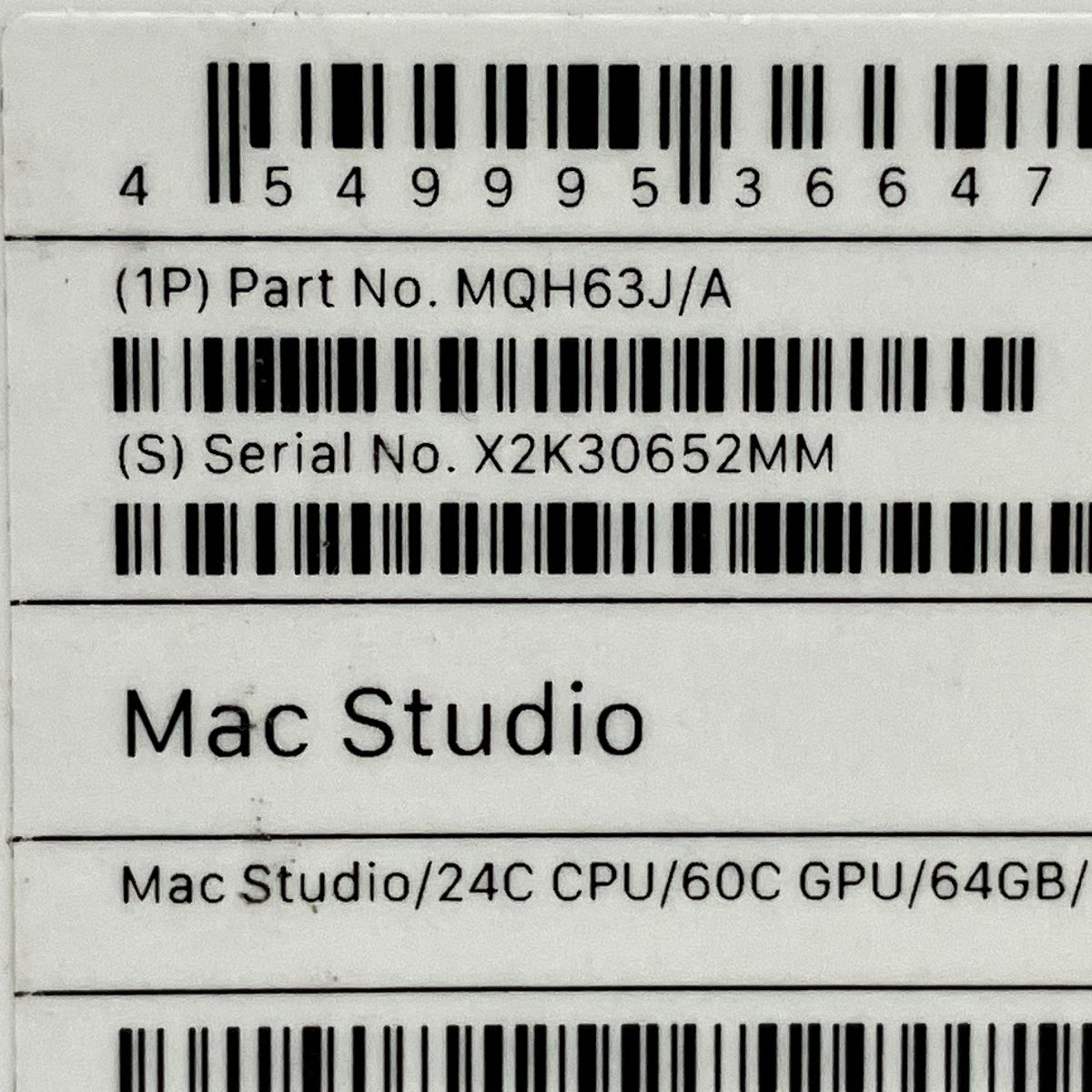 親切 Apple MQH63J A Mac Studio 2025 デスクトップ PC 64GB SSD 1TB M2 Ultra 24C 60C Sequoia T10460611