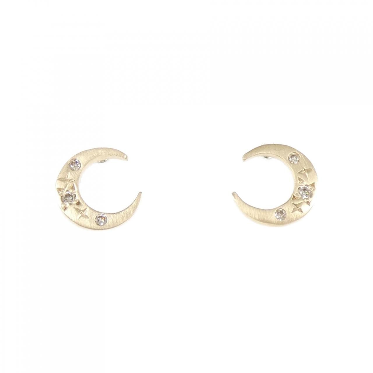 K10|K14 ムーン ダイヤモンド ピアス 0.02CT