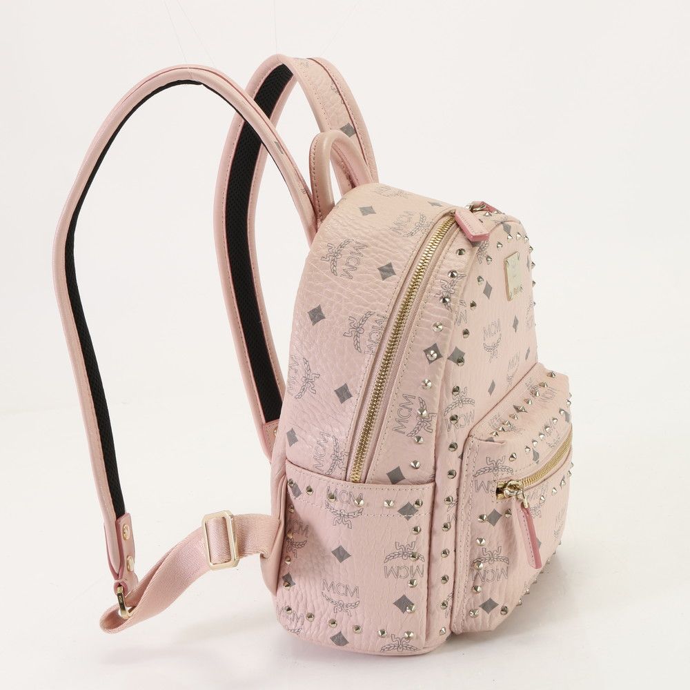美品】MCM リュック バックパック スタッズ ブラック Mサイズ 430 緩ま 