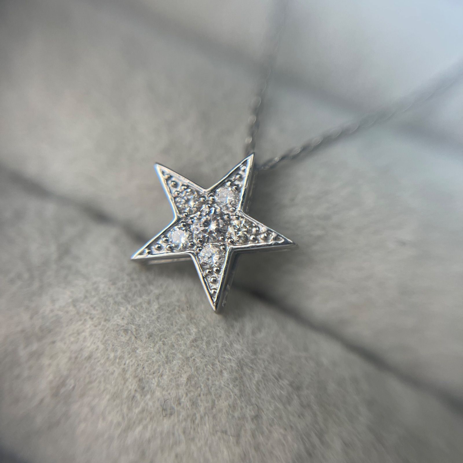 Pt950 天然ダイヤモンド 0.10ct スター ペンダント 星形 ネックレス