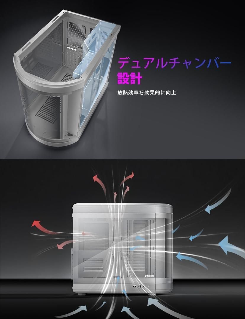 AsiaHorse ATX PCケース ミドルタワー デュアルチャンバー RTX