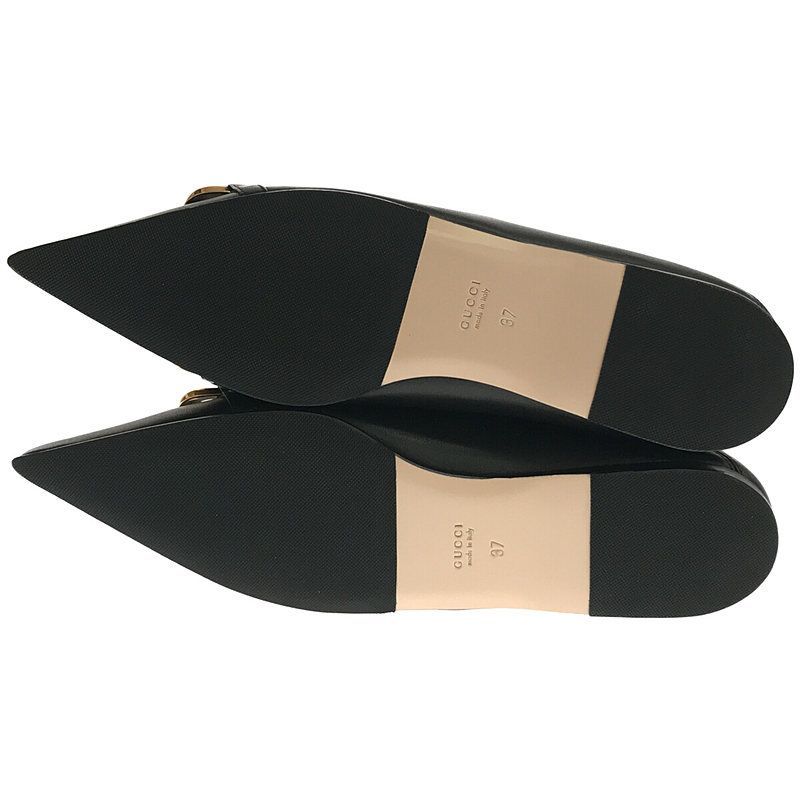 【新品】  GUCCI / グッチ | leather ballet flat with Horsebit ホースビット付き レザー ウィメンズ フラットバレエシューズ | 37 | ブラック | レディース グッチ ホースビット〕ウィメンズ フラットバレエシューズ ・ダーク