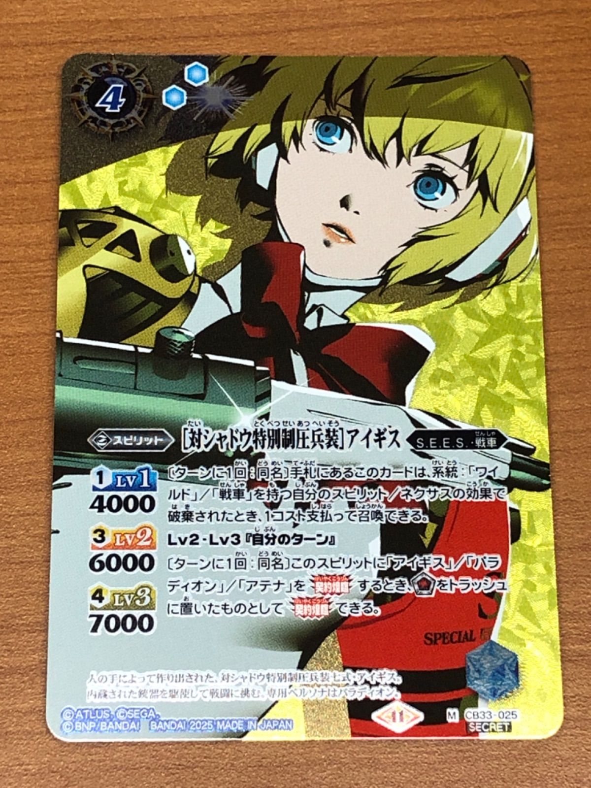状態A [対シャドウ特別制圧兵装] アイギス M CB33-025 SECRET